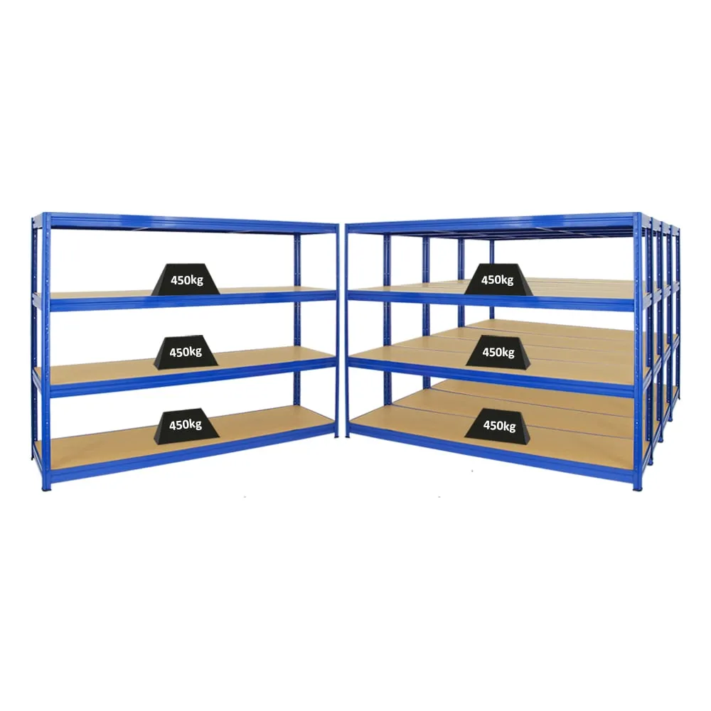 Mega Deal | 5x Schwerlastregal DINO | HxBxT 180x240x60 cm | 4 MDF-Platten-Ebenen 6,5 mm |  Fachlast 450kg | Blau