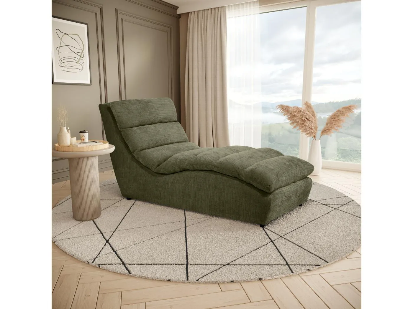 Chaiselongue SAN REMO im Cordstoff Grün