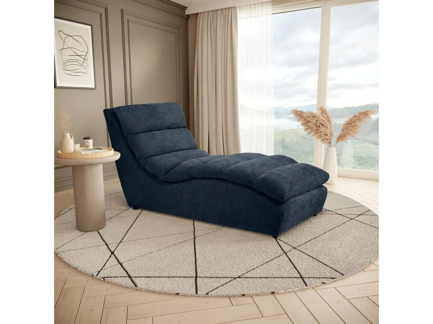 Chaiselongue SAN REMO im Cordstoff Dunkelblau