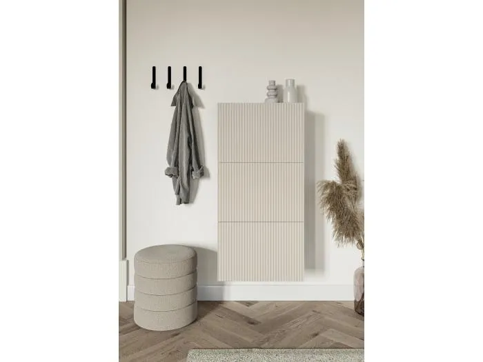 Wand-Schuhschrank mit 3 Klappen - Greige - 50 cm - VELDIO