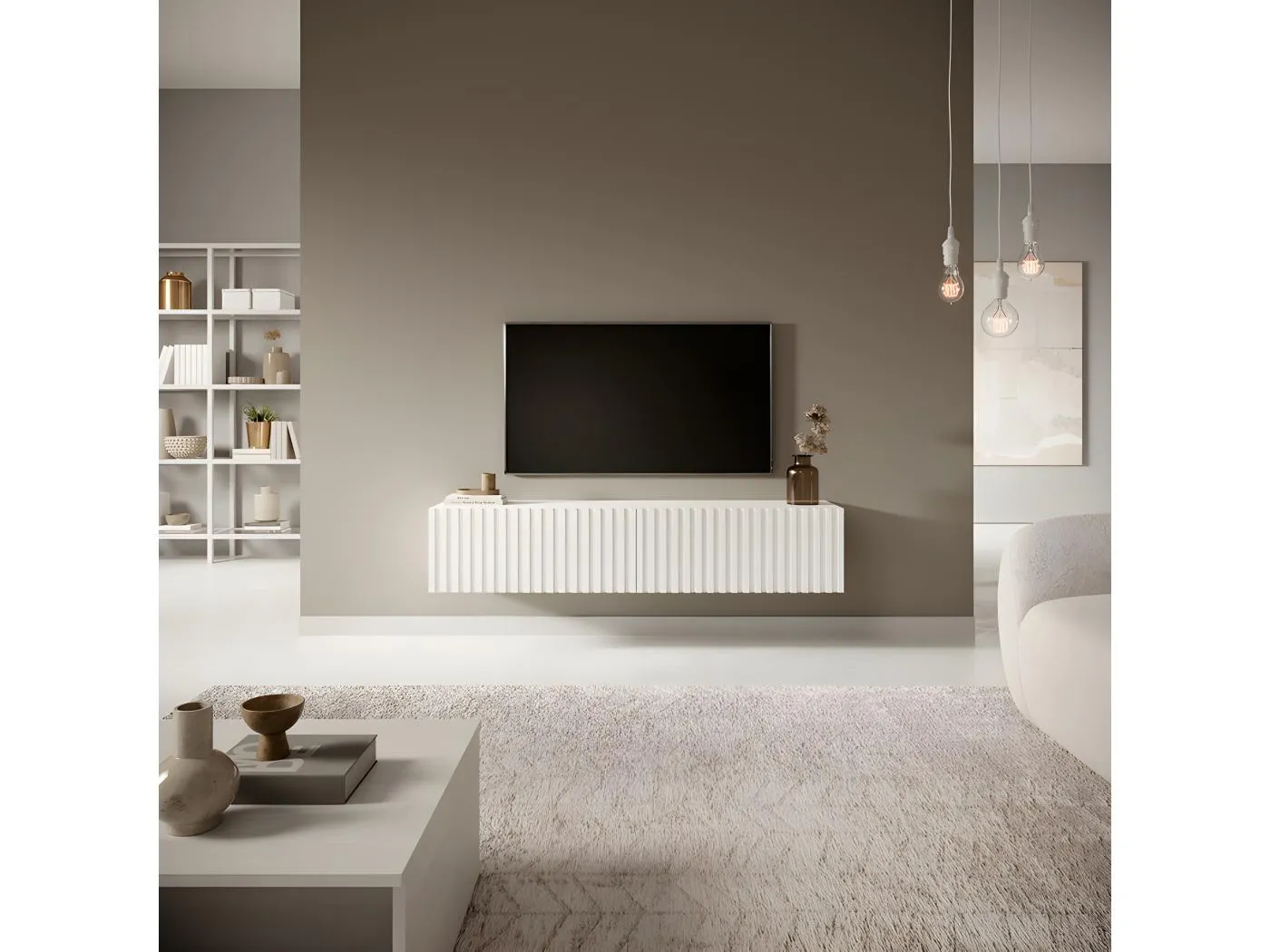 TV-Möbel 140 cm - weiß - Telire