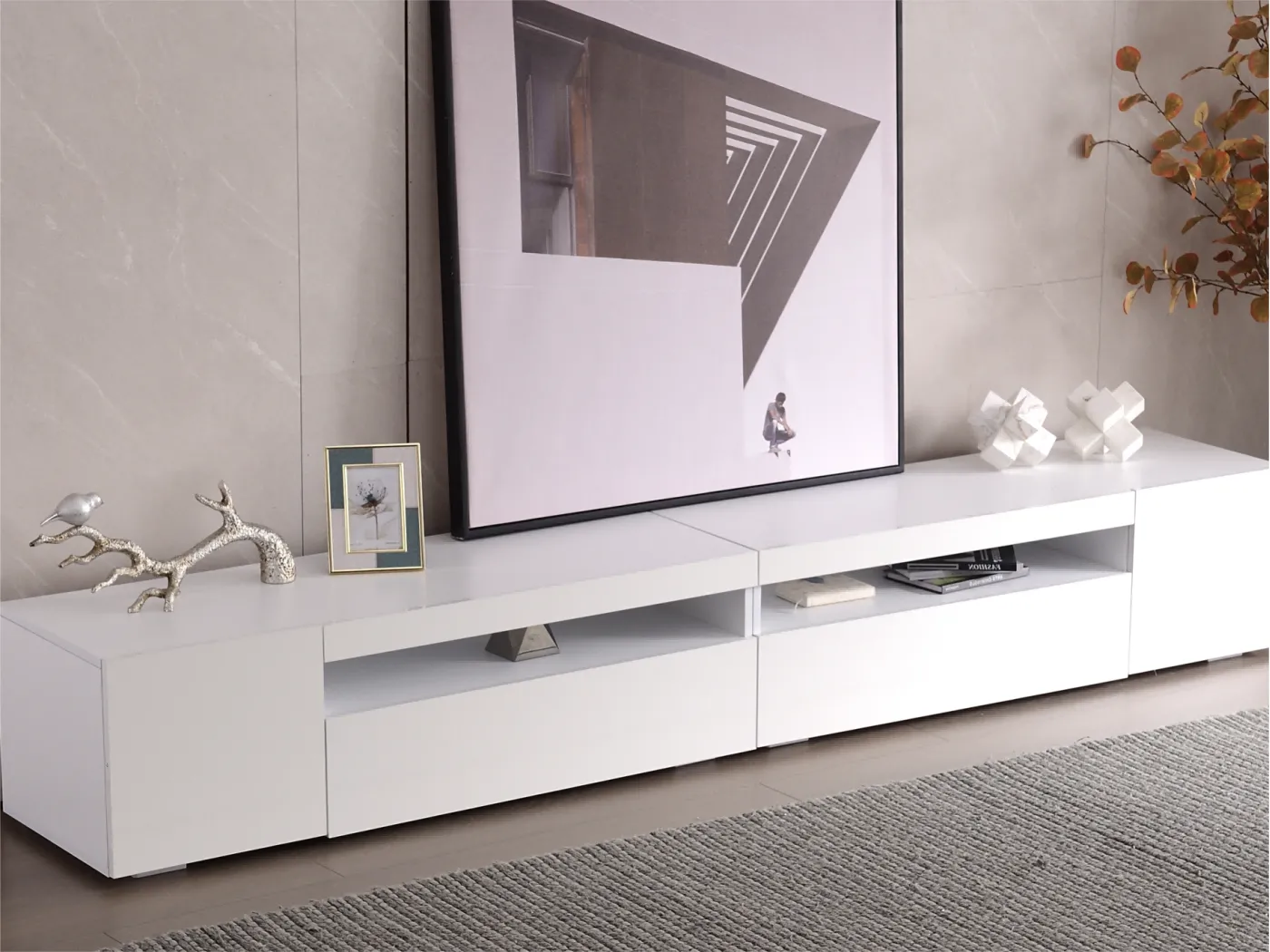 240-cm-TV-Gerät mit variabler LED – moderner Stil – Weiß