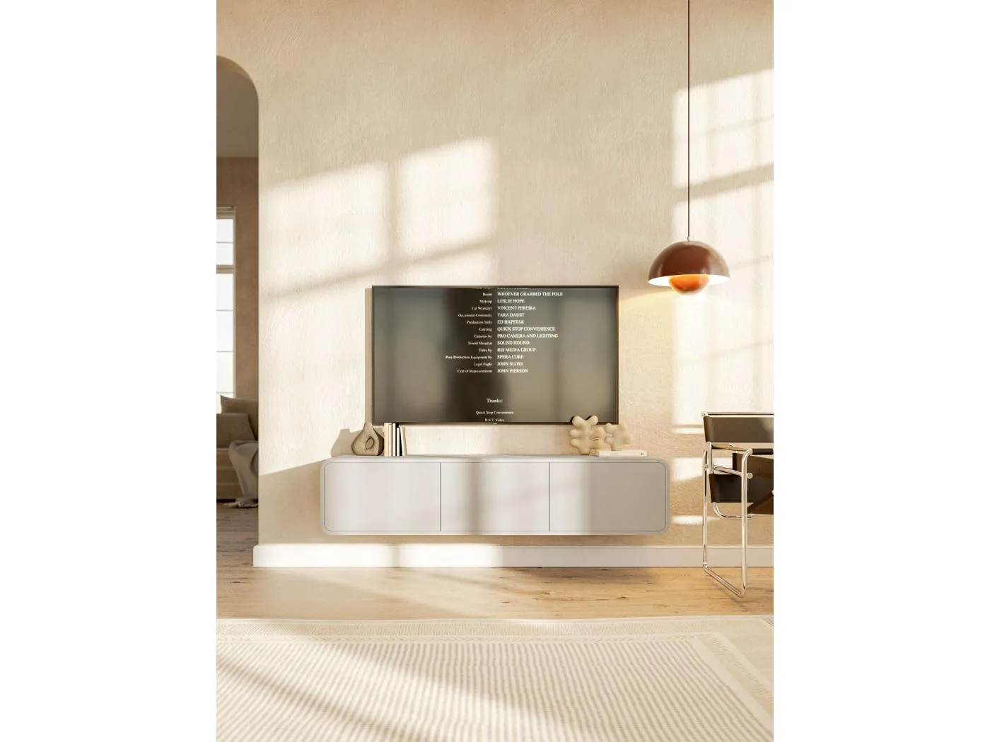 TV-Hängeboard mit 3 Schubladen - greige - 154 cm - ORO