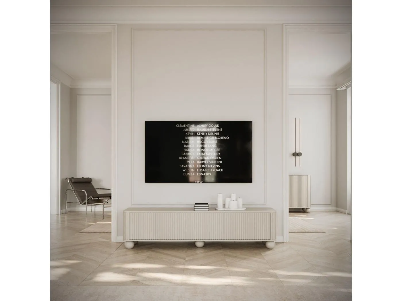 TV-Schrank gerillt auf Kugelfüßen - greige - 163 cm - ARVELLO