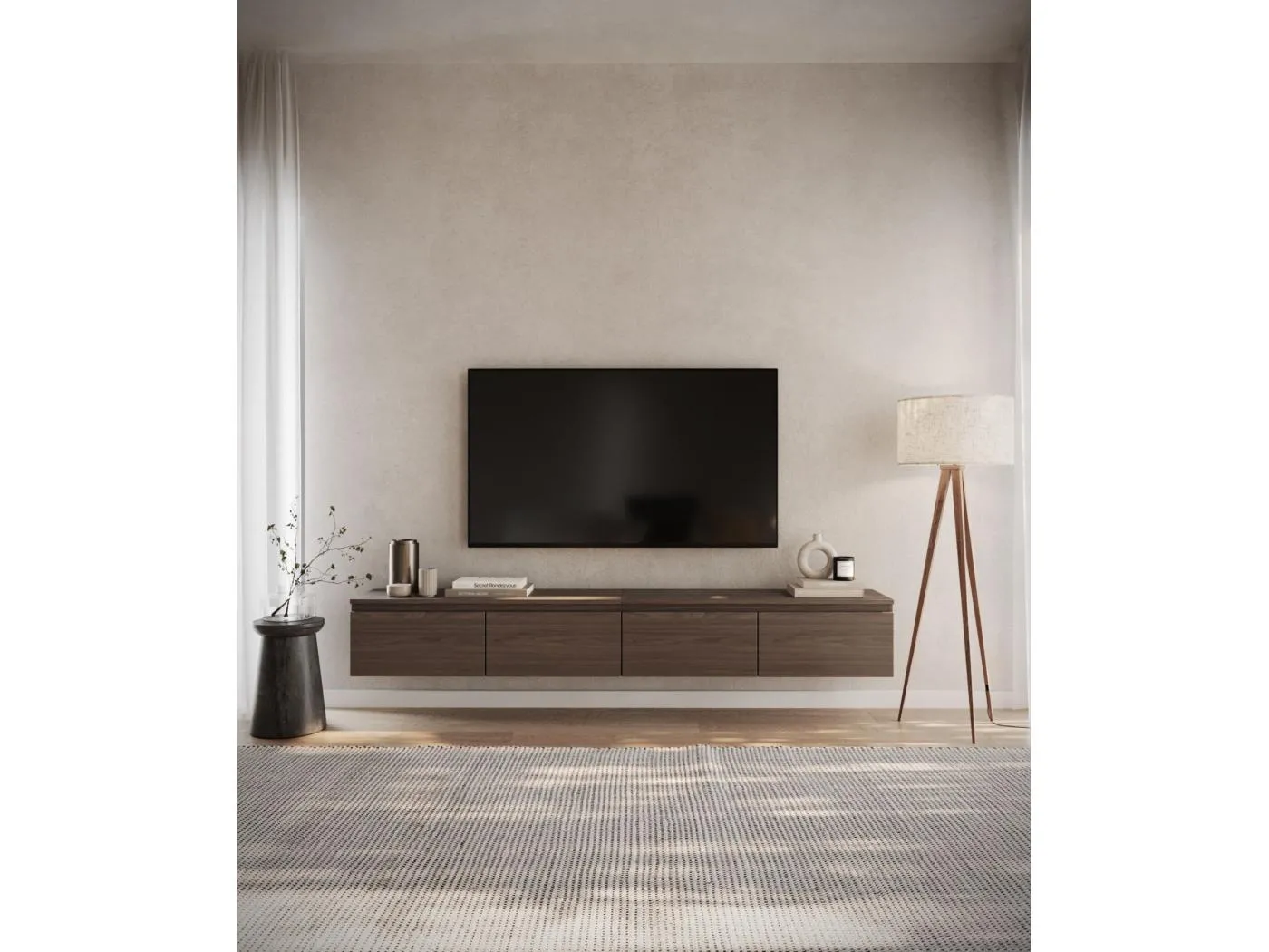 TV-Hängeboard - Walnuss Wisconsin - 200 cm - BEMMI