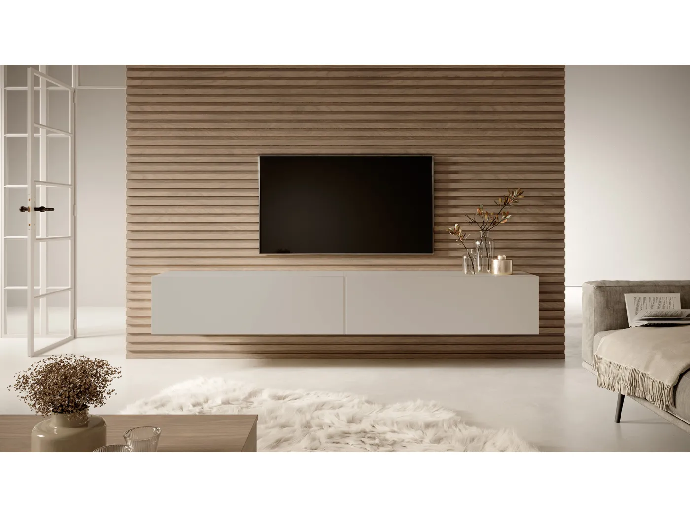 TV-Möbel - 200 cm - taupe (graubeige) - BISIRA