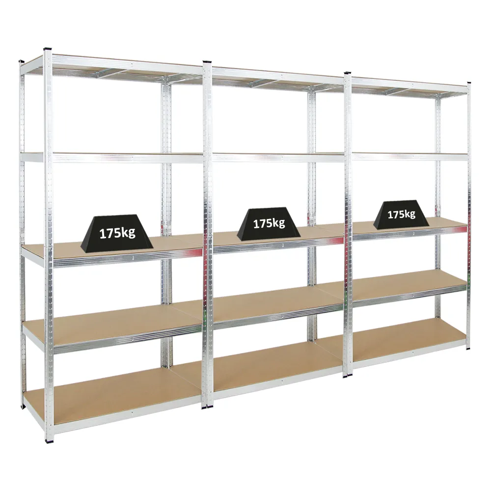 Mega Deal | 3x Schwerlastregal Giant Ragnar | HxBxT 200x100x50cm | 5 MDF-Platten-Ebenen | Fachlast 175kg | Verzinkt