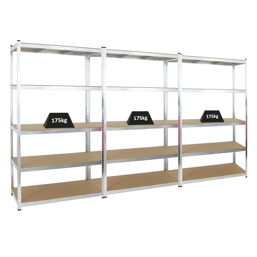 Mega Deal | 3x Schwerlastregal Giant Ragnar | HxBxT 200x120x50cm | 5 MDF-Platten-Ebenen | Fachlast 175kg | Verzinkt