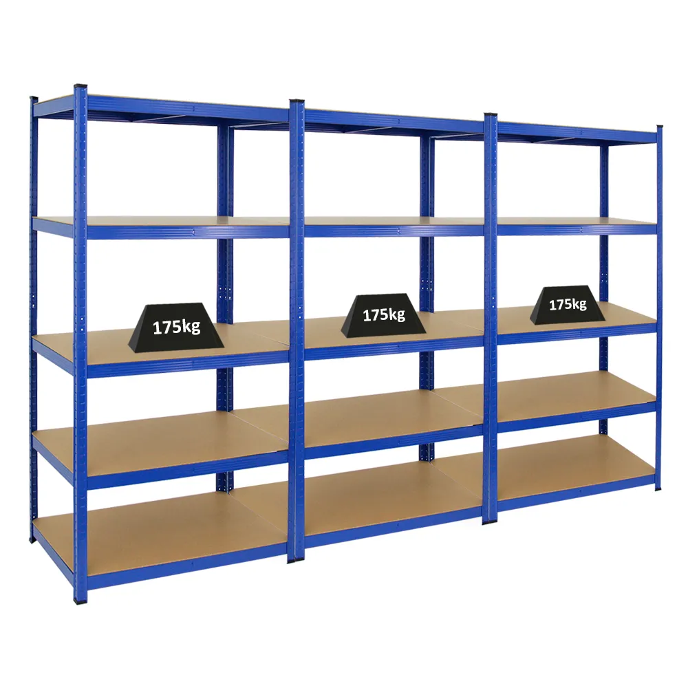 Mega Deal | 3x Schwerlastregal TAURUS | HxBxT 180x90x60cm | Fachlast 175kg | Blau