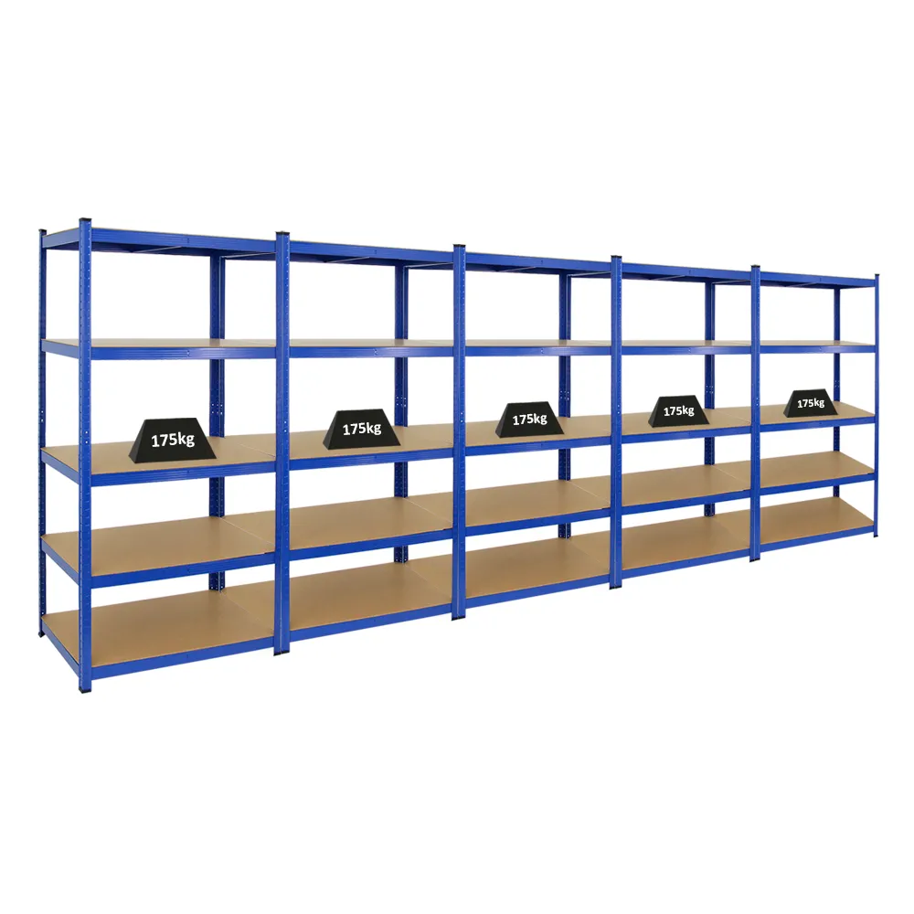 Mega Deal | 5x Schwerlastregal TAURUS | HxBxT 180x90x60cm | Fachlast 175kg | Blau