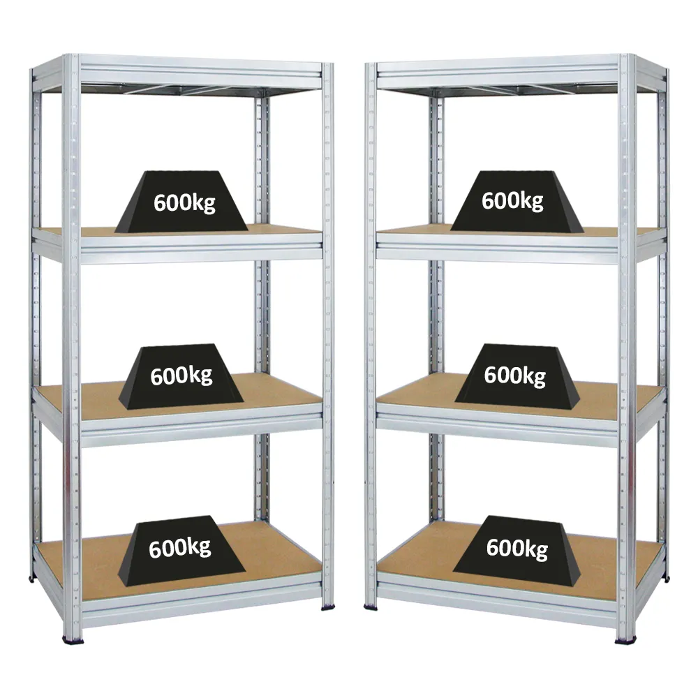 Mega Deal | 2x Schwerlastregal DINO | HxBxT 180x90x60cm | 4 MDF-Platten-Ebenen 6,5 mm | Fachlast 600kg | Verzinkt