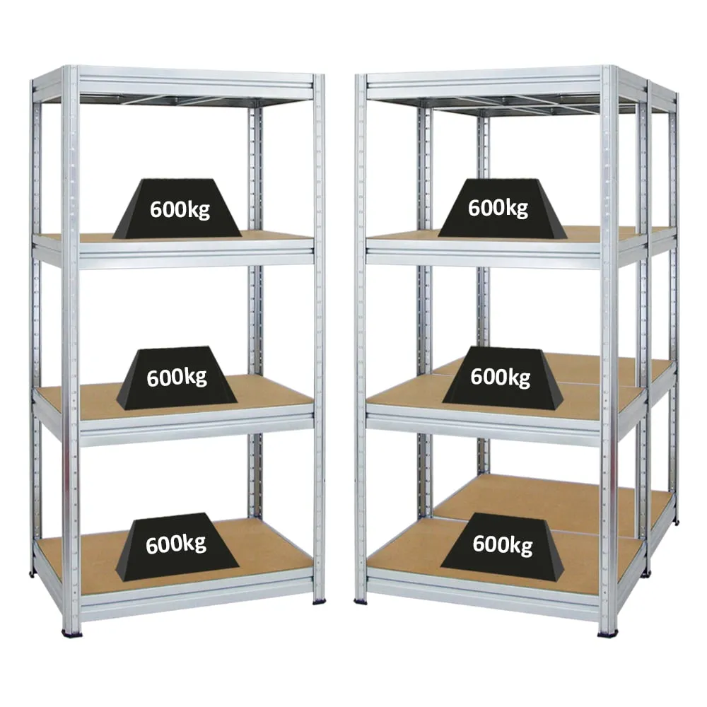 Mega Deal | 3x Schwerlastregal DINO | HxBxT 180x90x60cm | 4 MDF-Platten-Ebenen 6,5 mm | Fachlast 600kg | Verzinkt