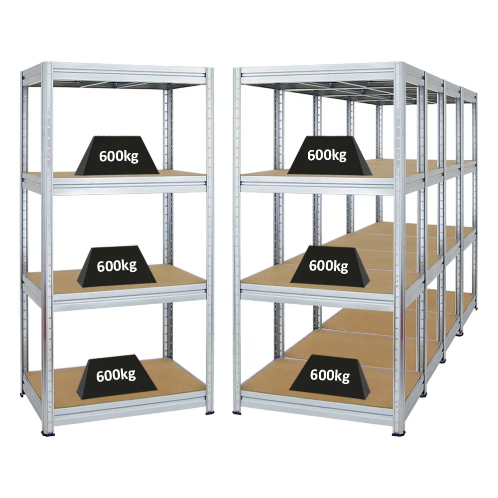 Mega Deal | 5x Schwerlastregal DINO | HxBxT 180x90x60cm | 4 MDF-Platten-Ebenen 6,5 mm | Fachlast 600kg | Verzinkt