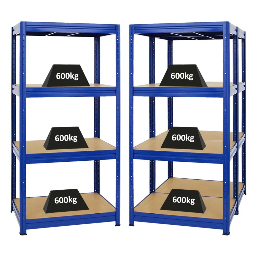 Mega Deal | 3x Schwerlastregal DINO | HxBxT 180x90x60cm | 4 MDF-Platten-Ebenen 6,5 mm | Fachlast 600kg | Blau