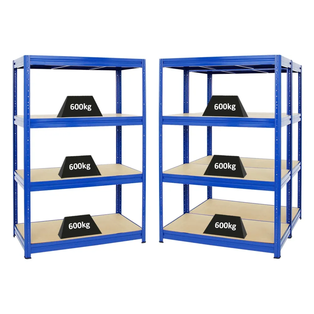 Mega Deal | 3x Schwerlastregal DINO | HxBxT 180x120x60cm | 4 MDF-Platten-Ebenen 6,5 mm | Fachlast 600kg | Blau