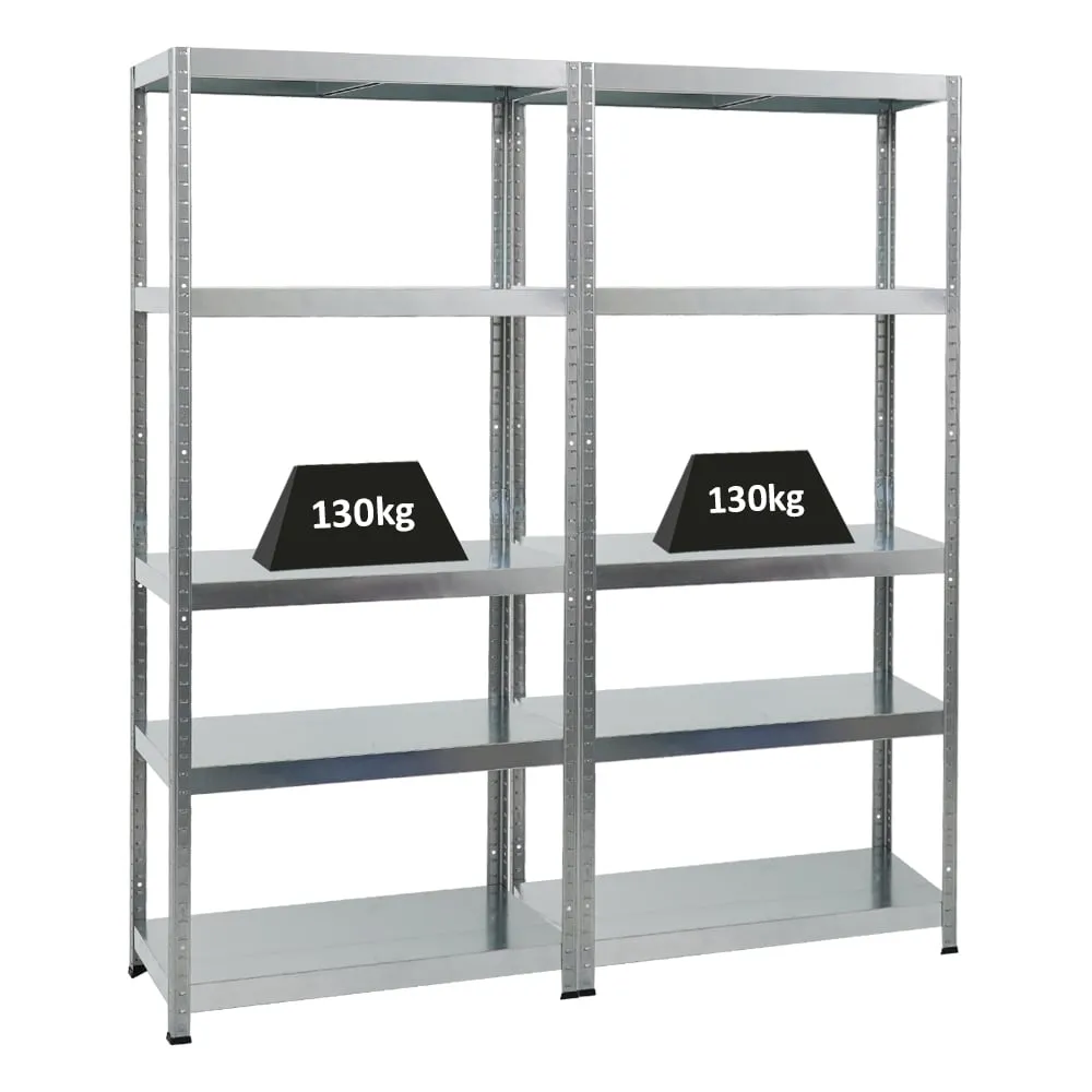 Mega Deal | 2x Schwerlastregal Steel Eagle  | HxBxT 180x80x40 cm |  Fachlast 130kg | Verzinkt