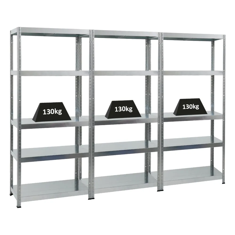 Mega Deal | 3x  Schwerlastregal Steel Eagle  | HxBxT 180x80x40 cm |  Fachlast 130kg | Verzinkt