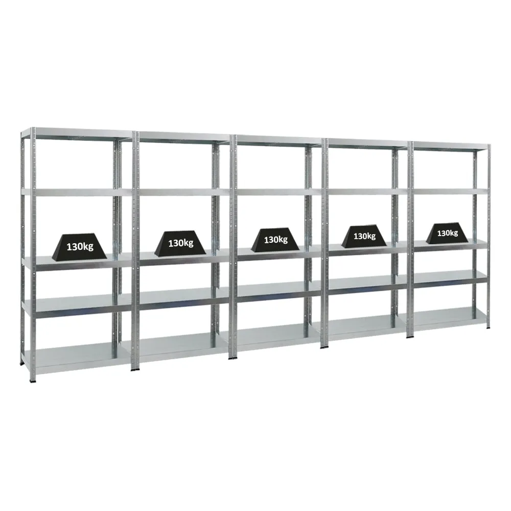 Mega Deal | 5x  Schwerlastregal Steel Eagle  | HxBxT 180x80x40 cm |  Fachlast 130kg | Verzinkt