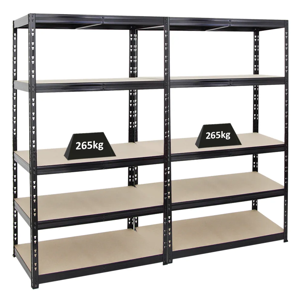 Mega Deal | 2x Schwerlastregal Tiger | HxBxT 180x100x60cm | Fachlast 265kg |Schwarz | Garagenregal, Lagerregal, Steckregal, Kellerregal, Werkstattregal