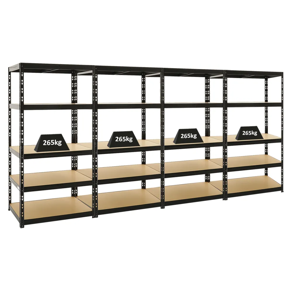 Mega Deal | 4x Schwerlastregal Tiger | HxBxT 180x90x60 cm |  Fachlast 265kg | Schwarz