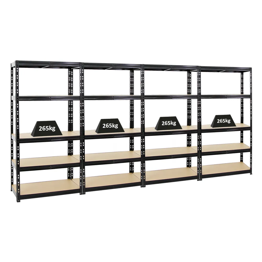 Mega Deal | 4x Schwerlastregal Tiger | HxBxT 180x90x45 cm |  Fachlast 265kg | Schwarz