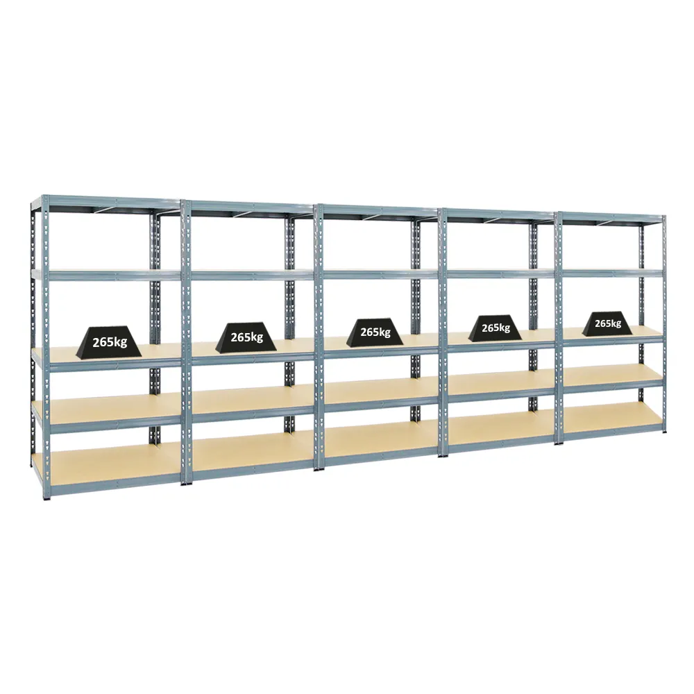 Mega Deal | 5x Schwerlastregal Tiger | HxBxT 180x90x60 cm | Fachlast 265kg | Grau