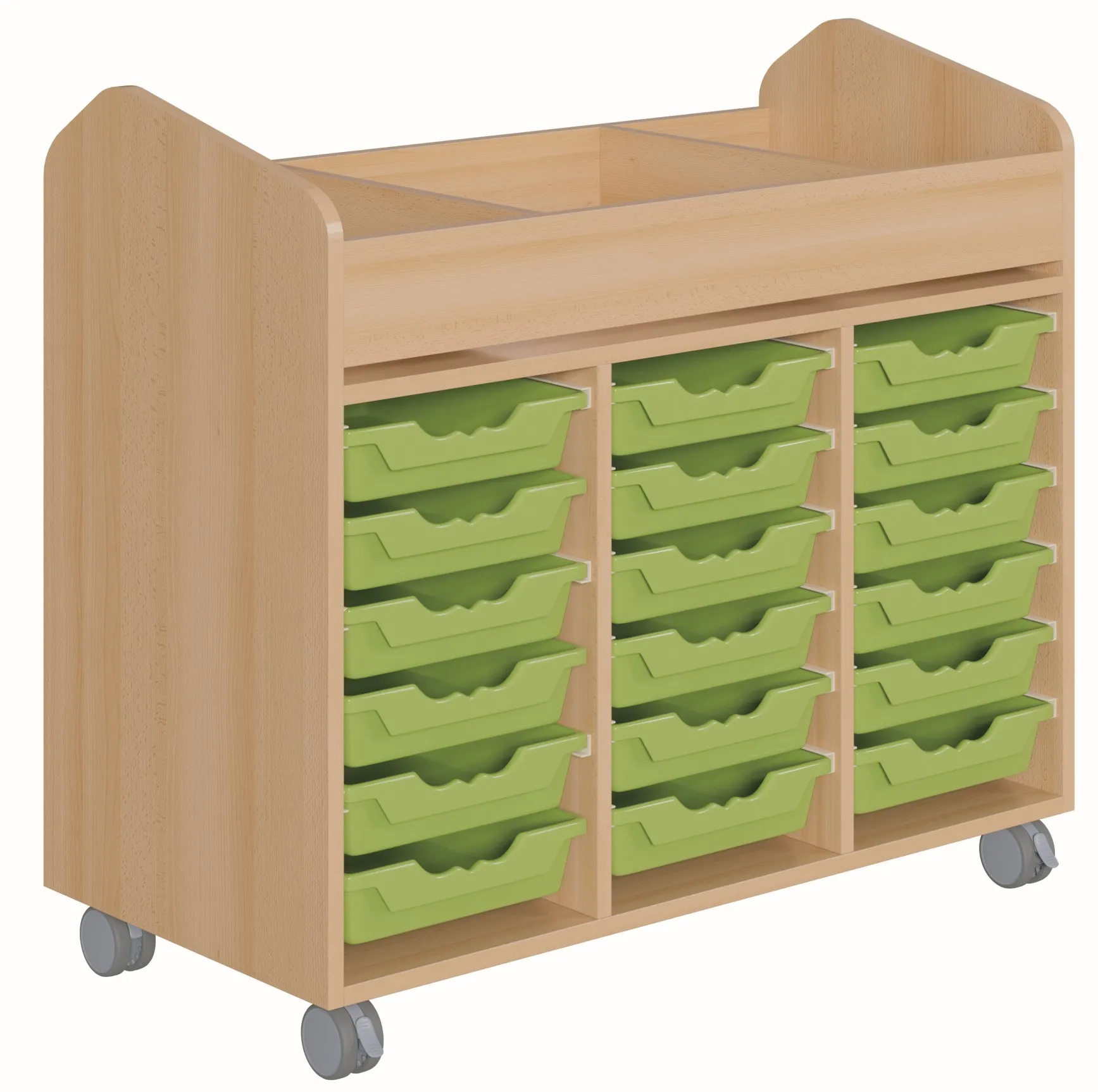 Bastelwagen "Kreativbasti 7" mit 18 flachen ErgoTray Boxen