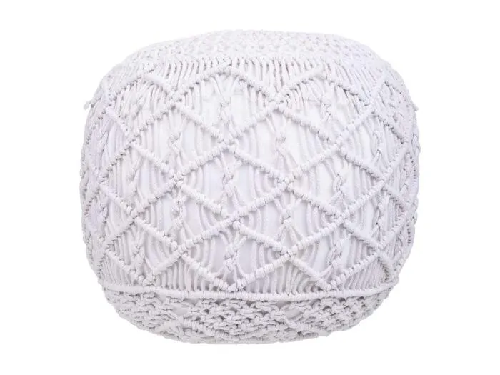 Weißer geflochtener Baumwoll-Puff, 45 x 45 x 40 cm