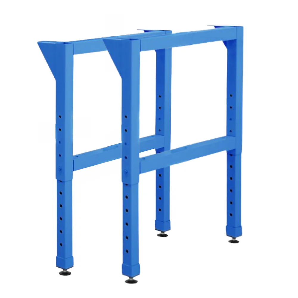 Höhenverstellbarer Vierkantrohr-Fuß für Werkbank Rhino | HxT 60-100x70cm | Komplett verschweißt & pulverbeschichtet | 2 Stück | Lichtblau