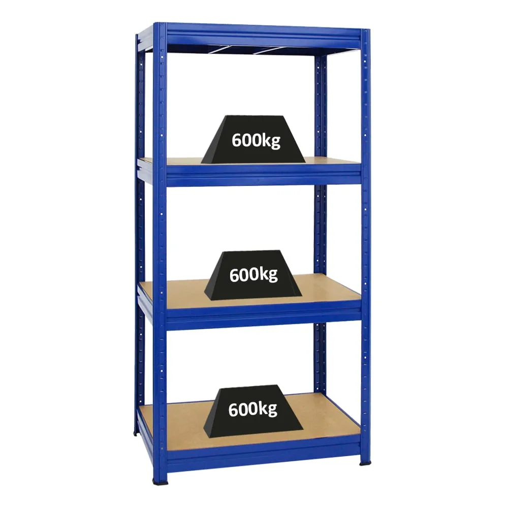 Schwerlastregal DINO | HxBxT 180x90x60cm | 4 MDF-Platten-Ebenen 6,5 mm | Fachlast 600kg | Blau