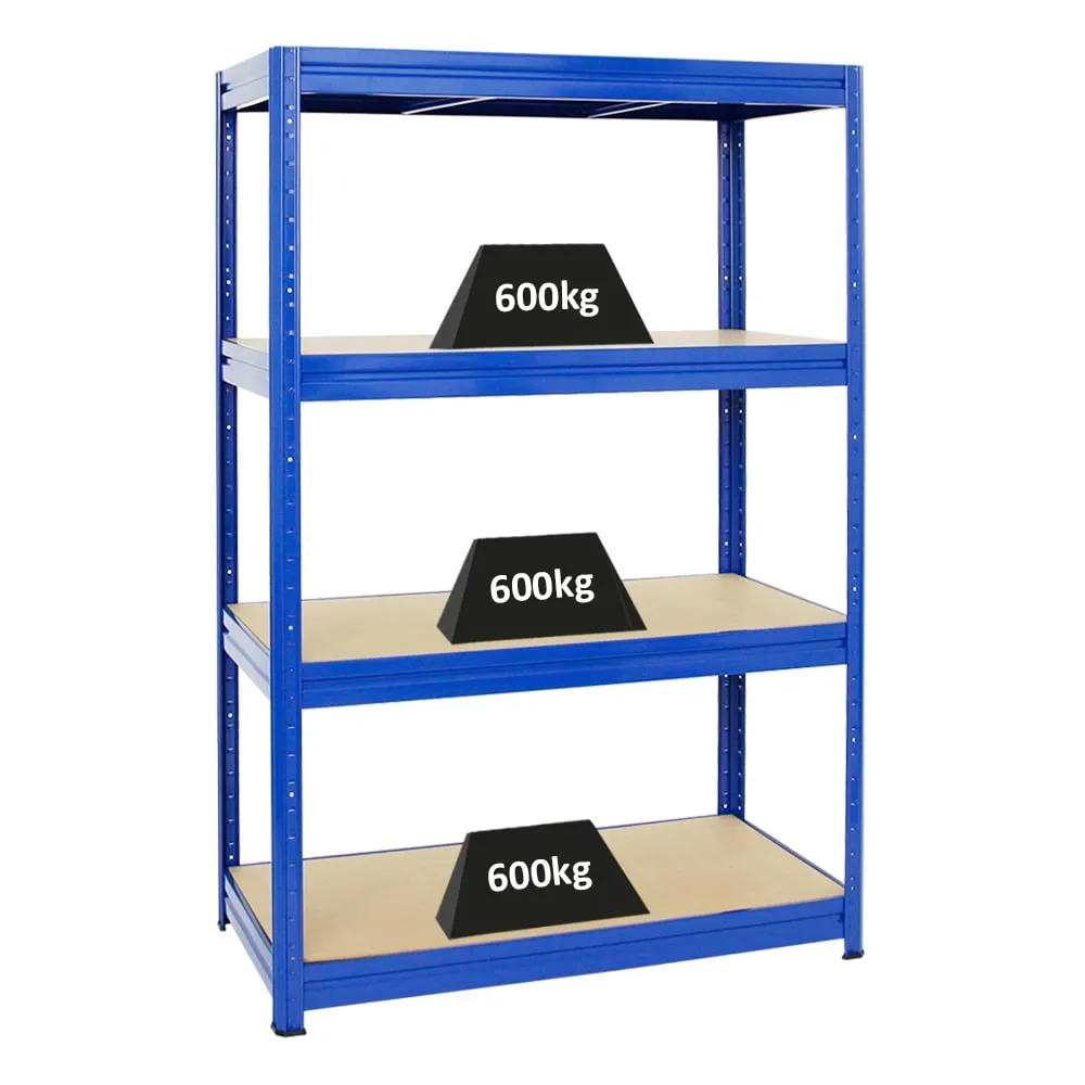 Schwerlastregal DINO | HxBxT 180x120x60cm | 4 MDF-Platten-Ebenen 6,5 mm | Fachlast 600kg | Blau