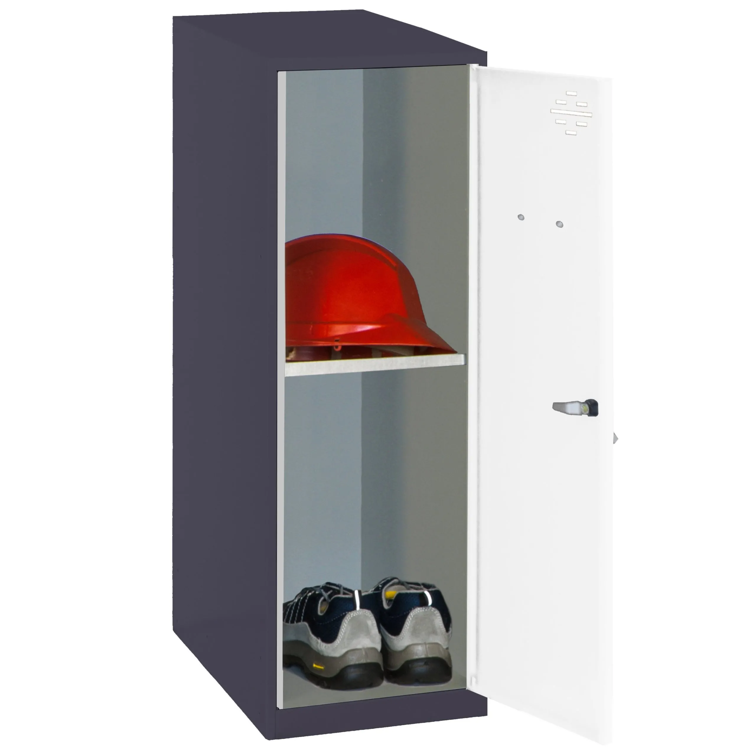 Schließfachschrank AMEGO | HxBxT 91,5x30x50cm | 1x Fachboden | Ohne Standfüße | Weiß-Anthrazit