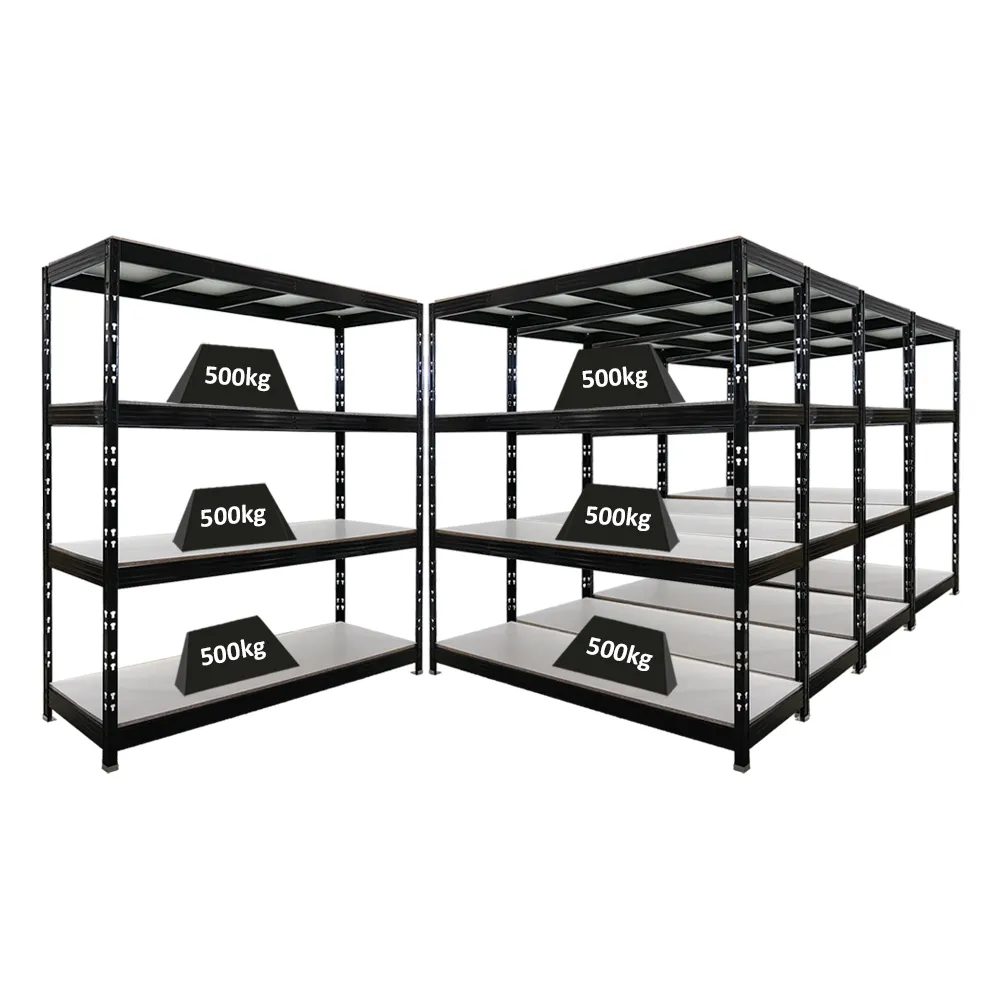 Mega Deal | 5x Profi Schwerlastregal Rhino | HxBxT 200x200x60cm | 4 Melamin-Ebenen 16mm | Fachlast 500kg | Schwarz