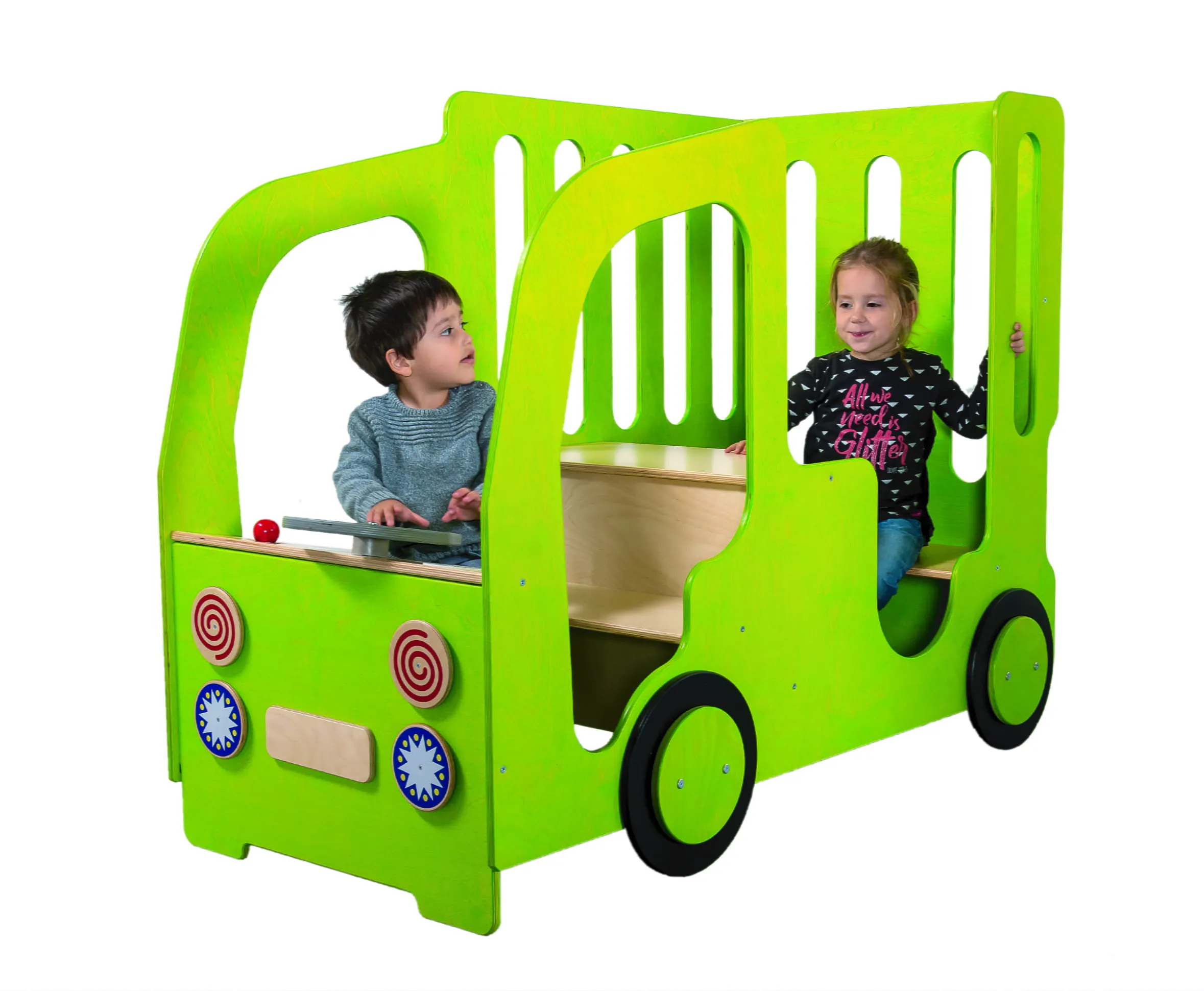 Spiel LKW aus Birkensperrholz in hellgrün