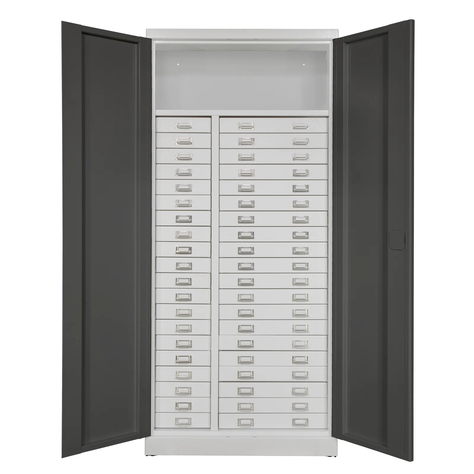 Schubladenschrank Chinchilla mit 40 Schubladen + 1 Ablageboden | HxBxT 179x80x41cm | Lichtgrau/Anthrazitgrau