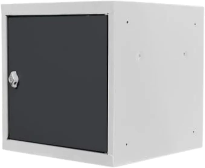 Schließfachwürfel Blocky mit Drehriegelschloss für Vorhängeschloss | HxBxT 40x40x40cm | Lichtgrau/Anthrazitgrau