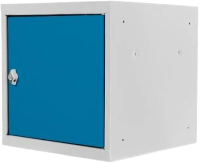 Schließfachwürfel Blocky mit Drehriegelschloss für Vorhängeschloss | HxBxT 40x40x40cm | Lichtgrau/Lichtblau