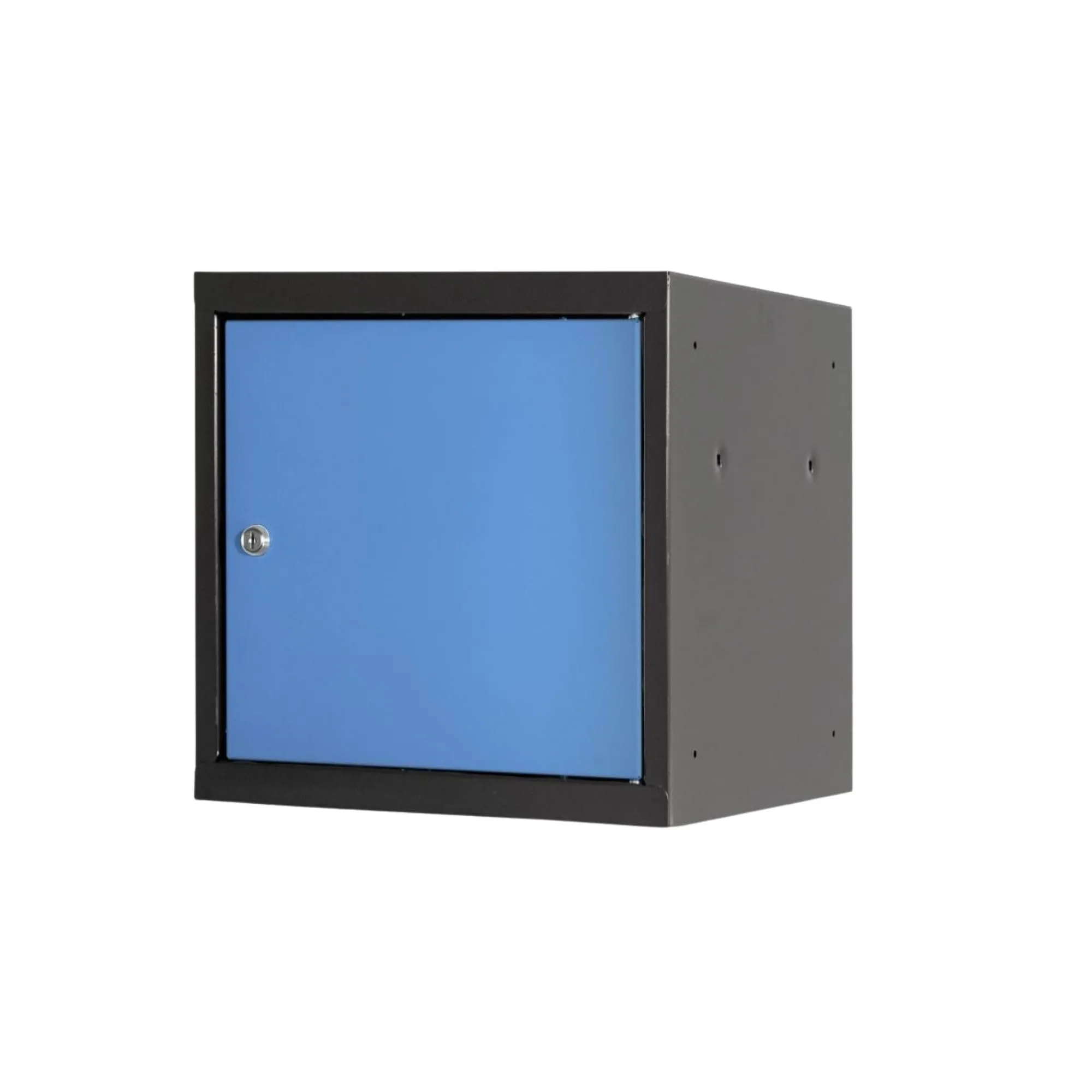 Schließfachwürfel Blocky mit Zylinderschloss + 2 Schlüssel | HxBxT 40x40x40cm | Anthrazit/Lichtblau