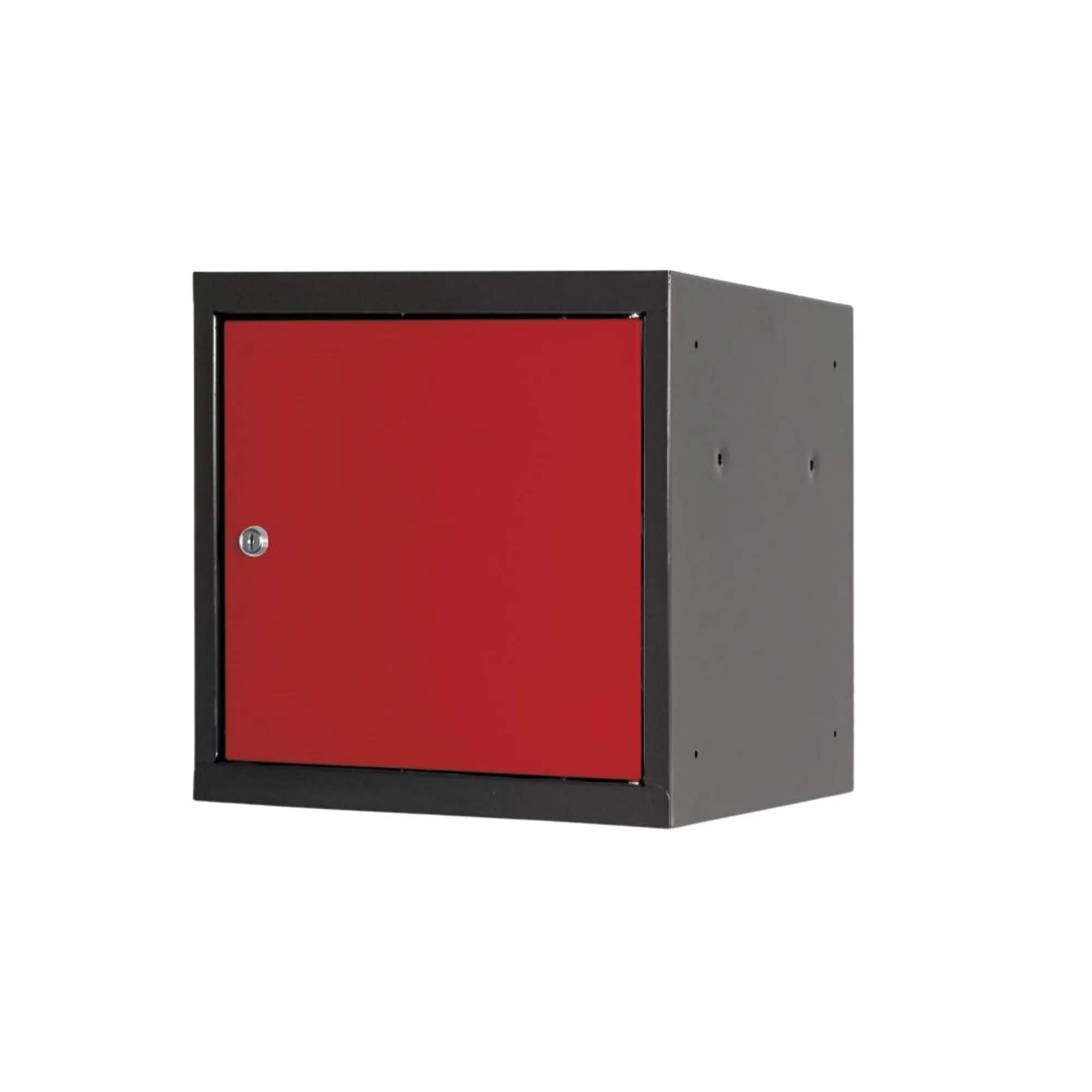 Schließfachwürfel Blocky mit Zylinderschloss + 2 Schlüssel | HxBxT 40x40x40cm | Anthrazit/Verkehrsrot
