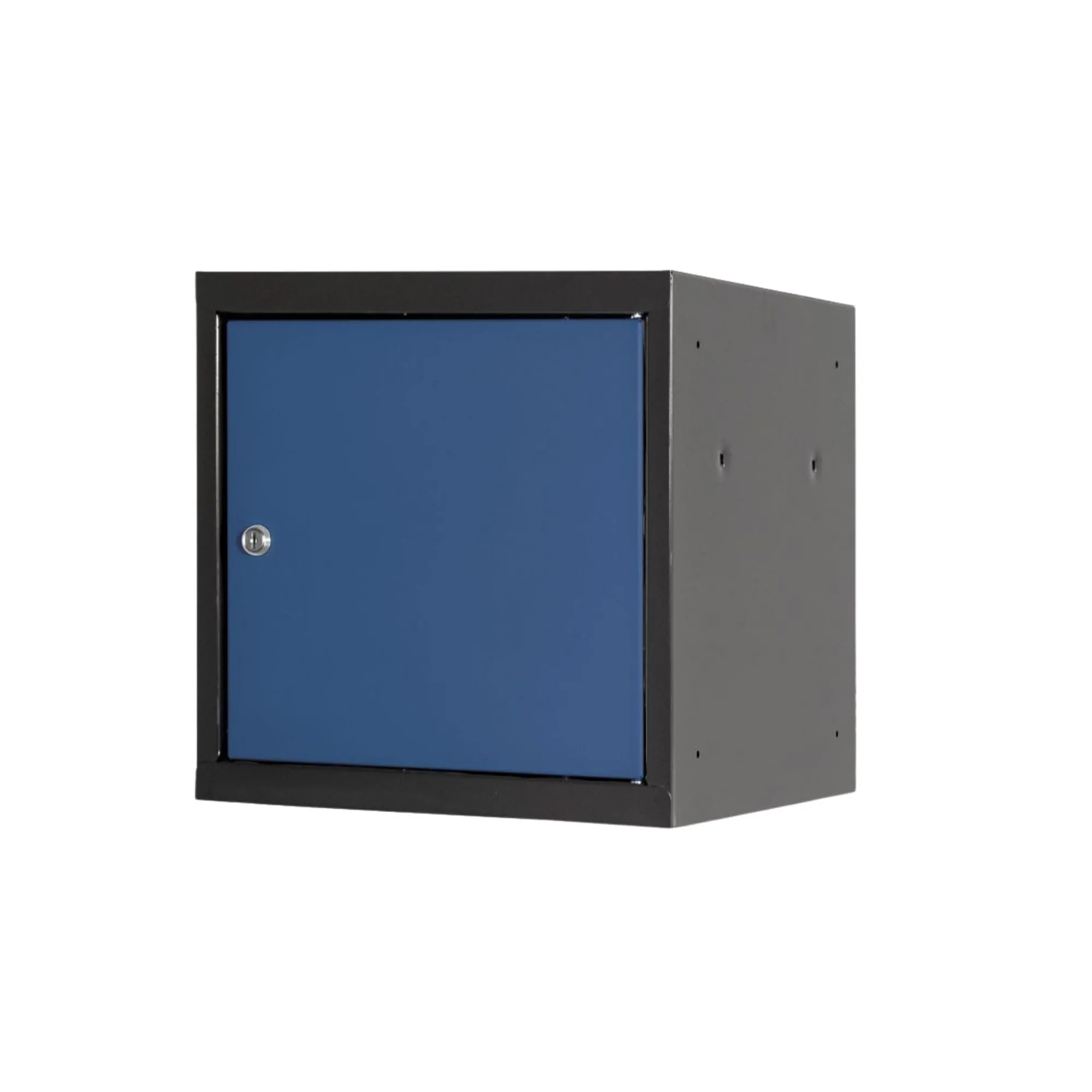 Schließfachwürfel Blocky mit Zylinderschloss + 2 Schlüssel | HxBxT 40x40x40cm | Anthrazit/Enzianblau