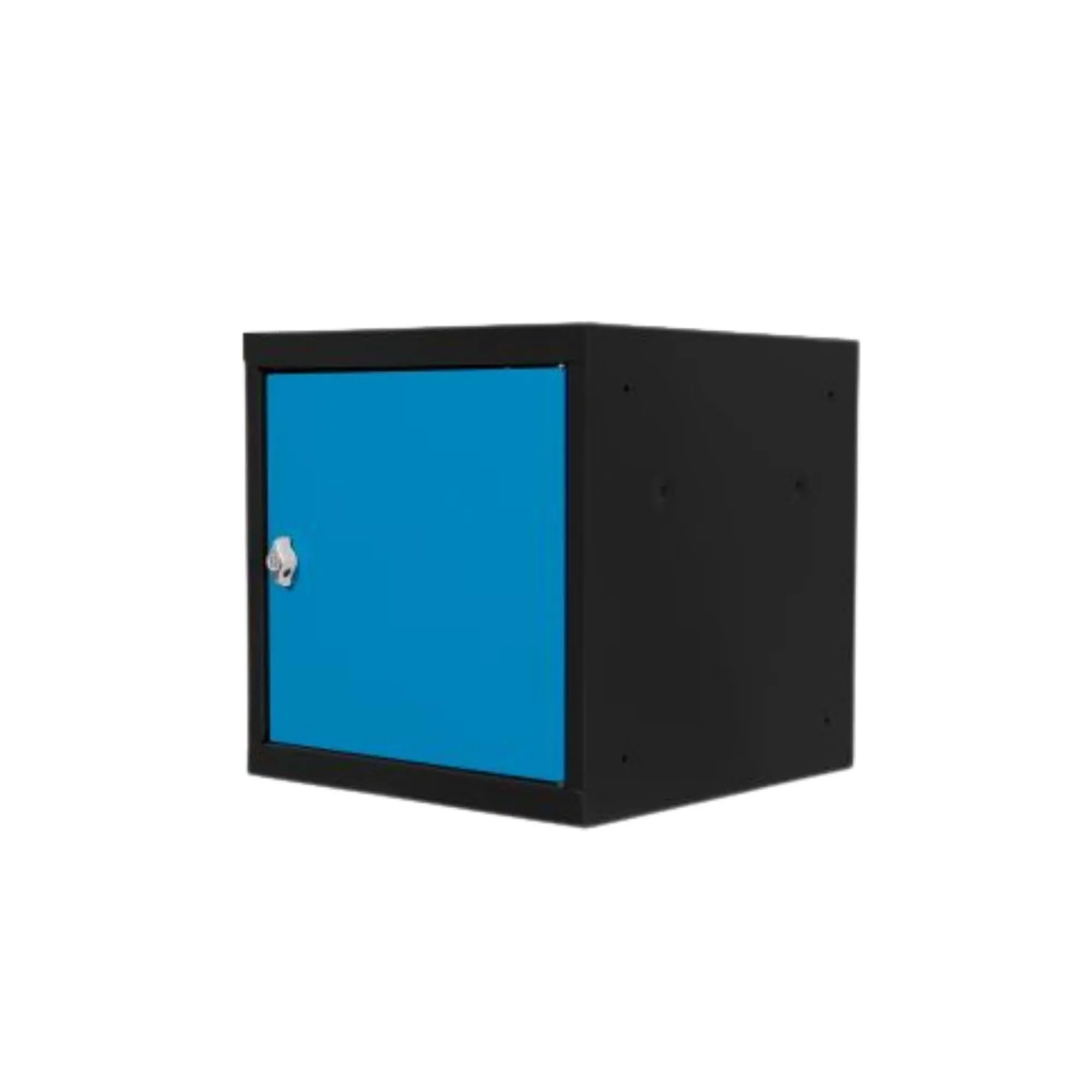 Schließfachwürfel Blocky mit Drehriegelschloss für Vorhängeschloss | HxBxT 40x40x40cm | Anthrazit/Lichtblau