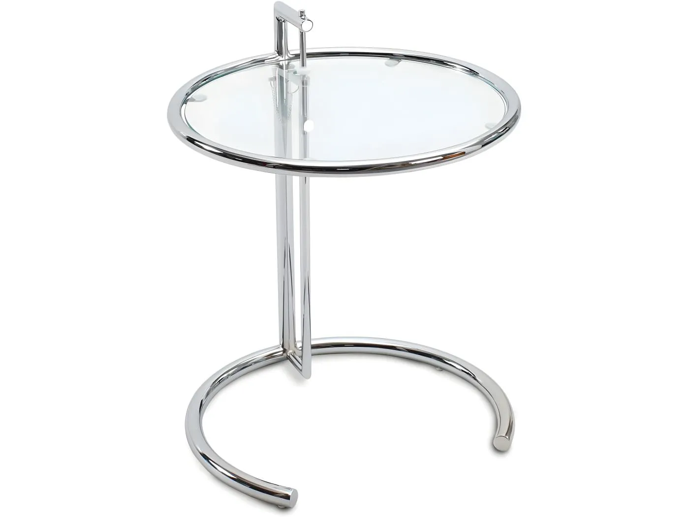 Verstellbarer runder Beistelltisch - Glas und Stahl - Lake