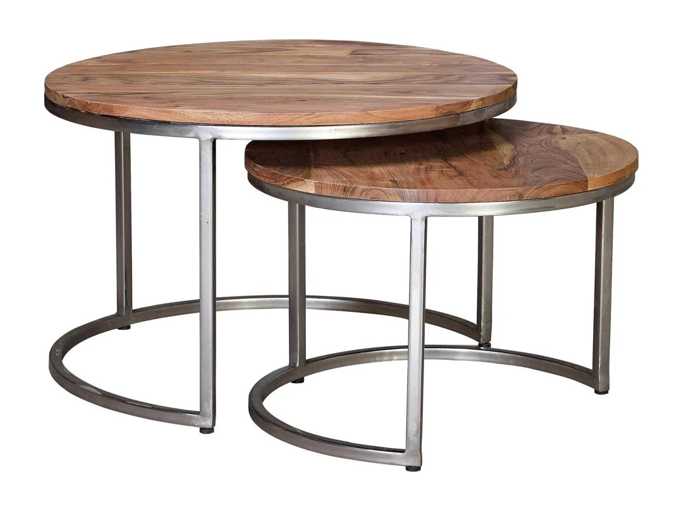 Couchtisch aus natürlichem Mangoholz und Metallbeinen. Braun. Giner und Colomer 46x70x70