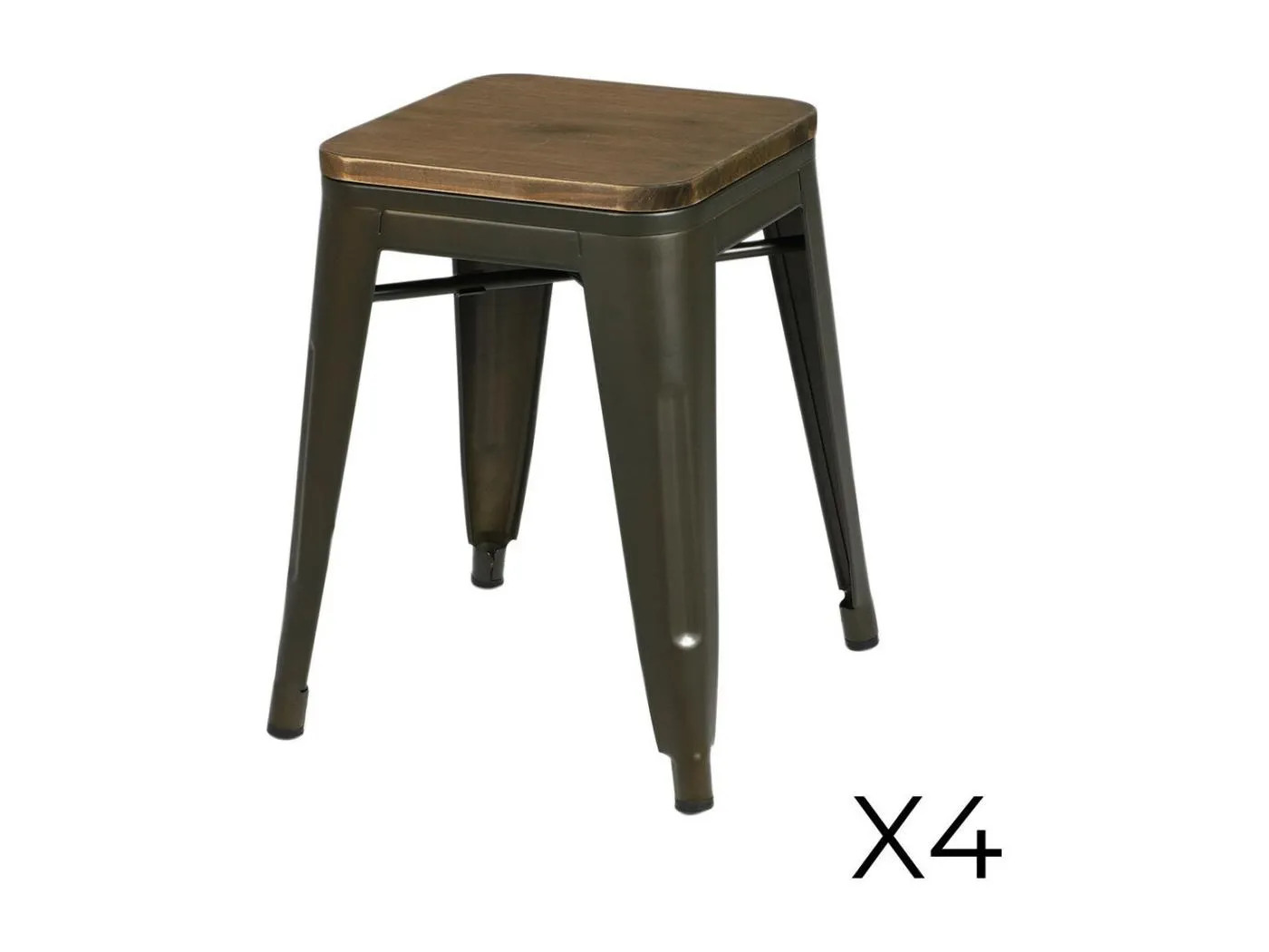 Set mit 4 Barhockern im Industriestil aus Metall, graue Farbe – Kollektion FACTORY.