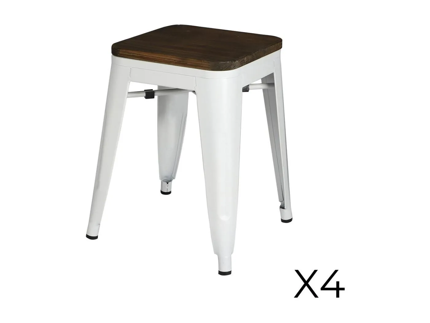 Set von 4 Barhockern im Industriestil aus Metall, mattweiß – Kollektion FACTORY.