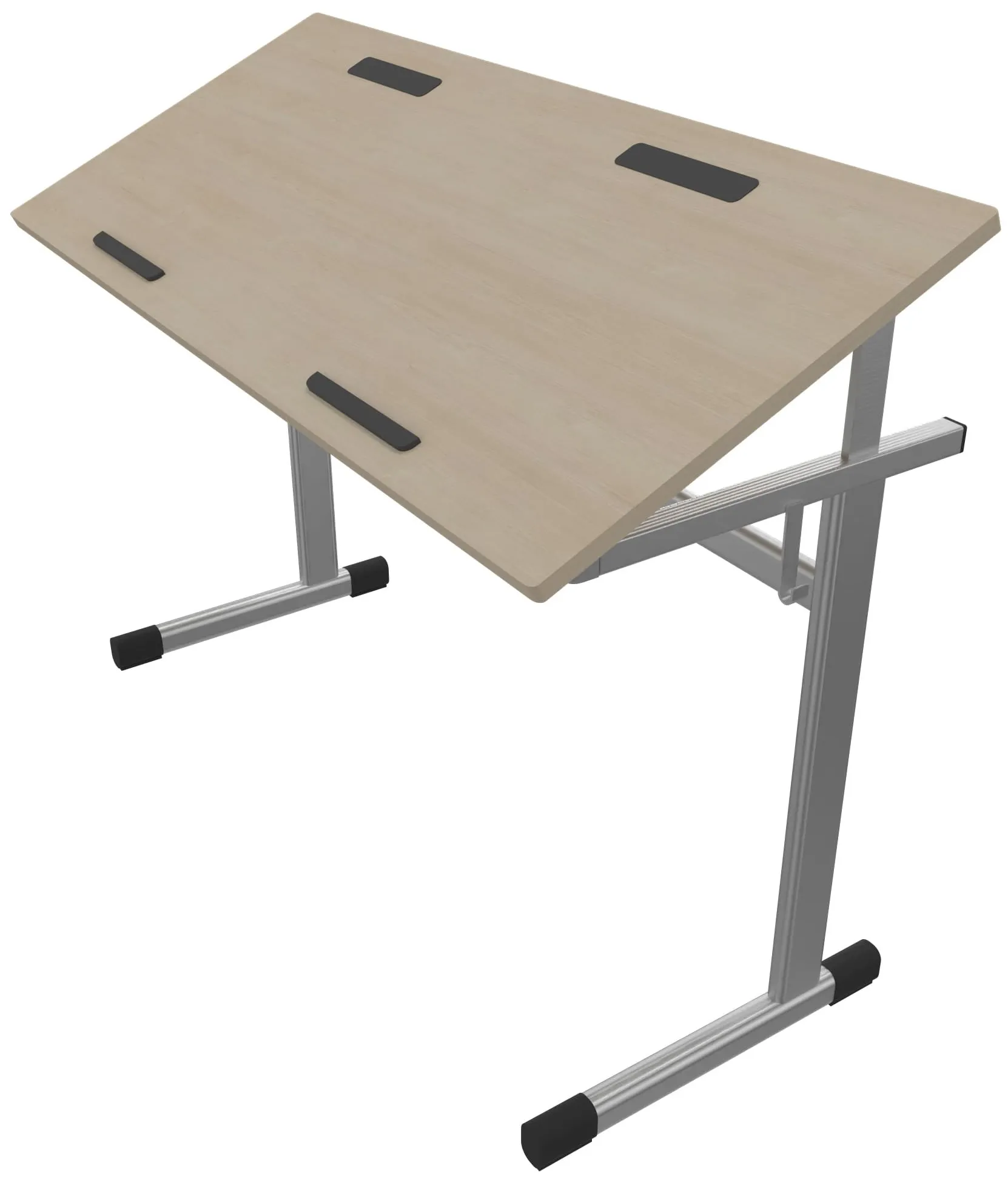 Schrägstellbarer Zweier-Schülertisch mit Melaminplatte und ABS-Kante