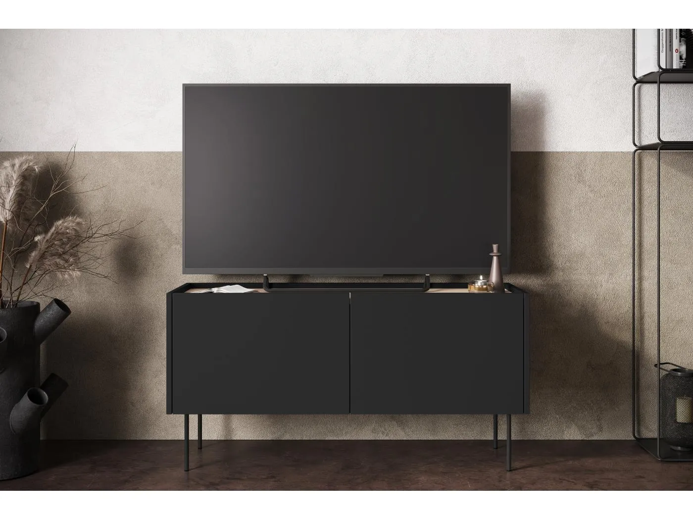2-türiger TV-Schrank mit Metallfuß 120x60 cm