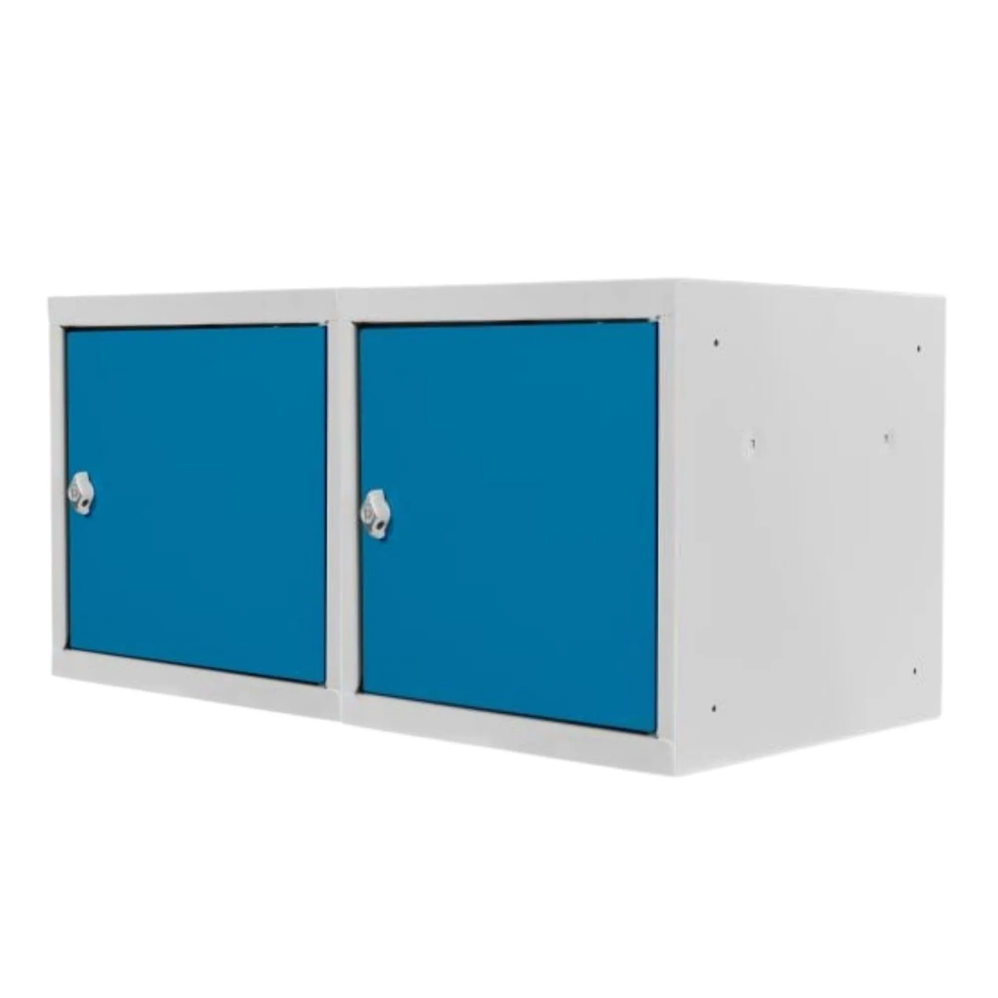 Mega Deal | 2x Schließfachwürfel Blocky mit Drehriegelschloss für Vorhängeschloss | HxBxT 40x40x40cm | Lichtgrau/Lichtblau