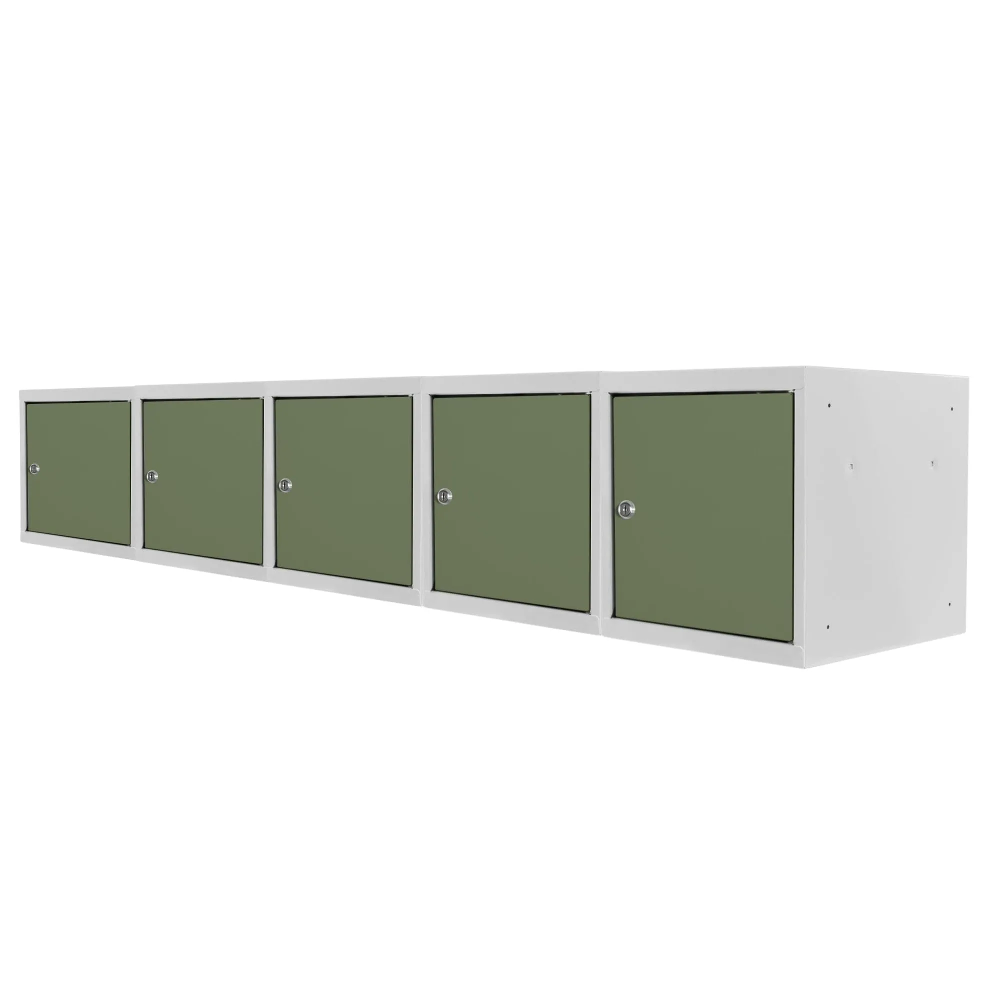 Mega Deal | 5x Schließfachwürfel Blocky mit Zylinderschloss + 2 Schlüssel | HxBxT 40x40x40cm | Lichtgrau/Grün