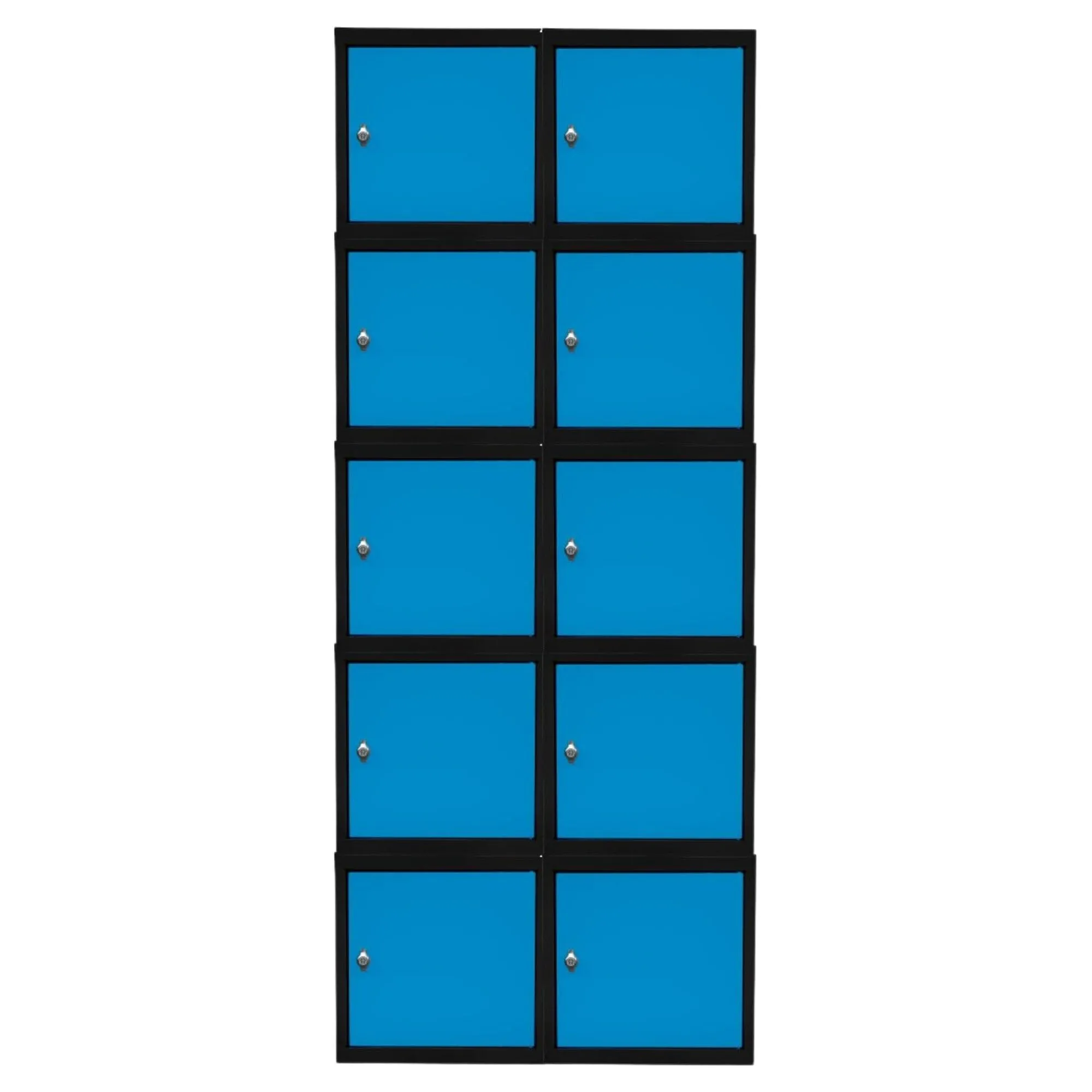 Mega Deal | 10x Schließfachwürfel Blocky mit Drehriegelschloss für Vorhängeschloss | HxBxT 40x40x40cm | Anthrazit/Lichtblau